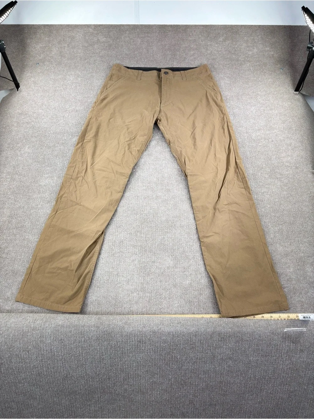 Kuhl Slax Pants Mens Size 35x34 Brown Hiking Outdoor Stretch Chino Quick Dry